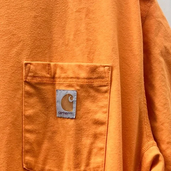 Carhartt Force Orange Peach Pocket Patch Relaxed Fit Tee T Shirt-Mens XL - Picture 2 of 5